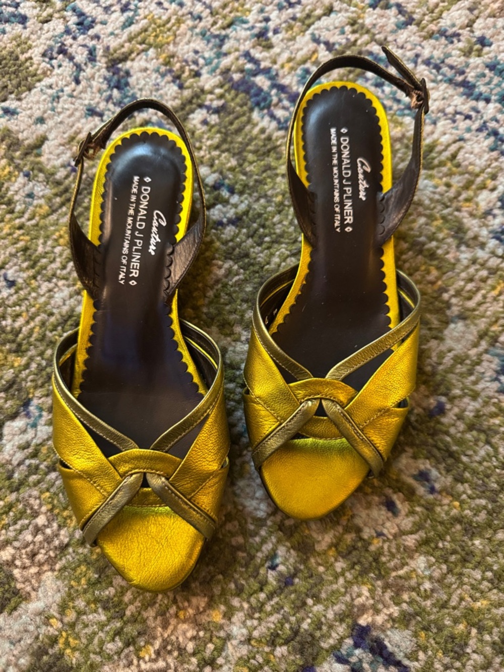 Donald J. Pliner Metallic Gold Leather Slingback Sandals